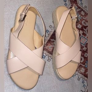 Loft Size 8 Women's Nude Beige Platform Criss Cross Espadrille Sandals